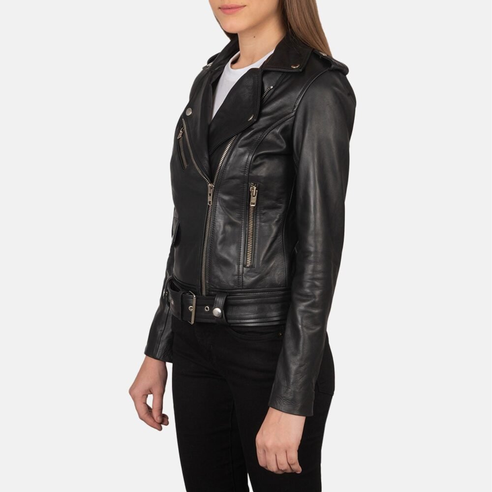 Alice Black Leather Women Biker Jacket