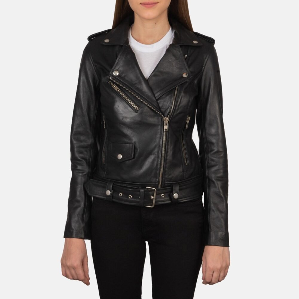 Alice Black Leather Women Biker Jacket