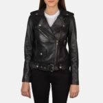 Alice Black Leather Women Biker Jacket