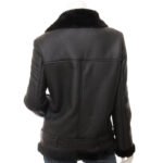 Women's Shearling Biker Jacket | Black Leather Fur Coat - Image 6