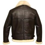 Shearling Bomber Jacket for Men | Black Leather Aviator Coat - Image 5