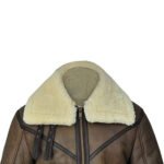 Shearling Aviator Jacket for Men | Brown Leather Flight Coat - Image 3