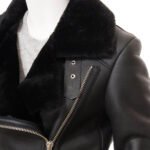 Women's Shearling Biker Jacket | Black Leather Fur Coat - Image 4