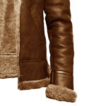 Shearling Leather Jacket for Men | Brown Sheepskin Winter Coat - Image 3