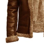Shearling Leather Jacket for Men | Brown Sheepskin Winter Coat - Image 4